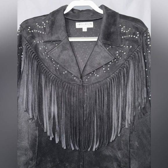 BLAIR FRINGE AND STUDDED FAUX SUEDE SNAP JACKET SIZE XL - Picture 14 of 14